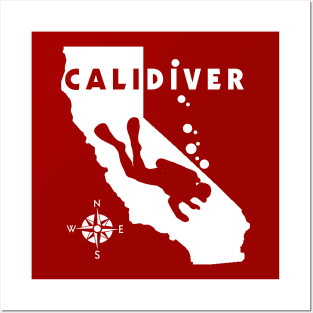 Vintage California Scuba Dive CaliDiver Dive Flag Scuba Diver Posters and Art